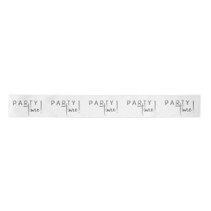 Minimalist Gender Neutral Birthday Party Time Satin Ribbon