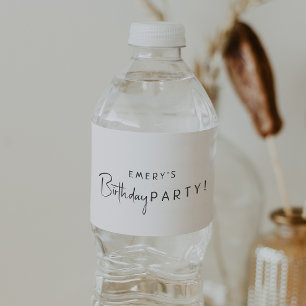 Minimalist Gender Neutral Birthday Party With Name Water Bottle Label