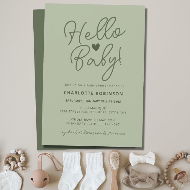 Minimalist Gender Neutral Boho Hello Baby Shower Invitation (Creator Uploaded)