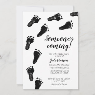 Minimalist Gender Neutral Footprints Baby Shower Invitation