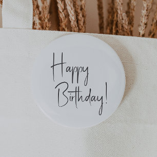 Minimalist Gender Neutral Happy Birthday 6 Cm Round Badge
