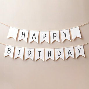 Minimalist Gender Neutral Happy Birthday Big Bunting