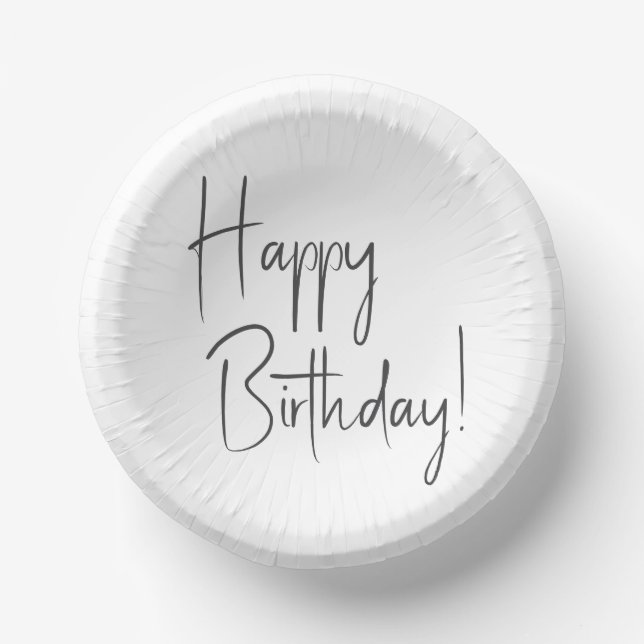 Minimalist Gender Neutral Happy Birthday Paper Plate (Front)
