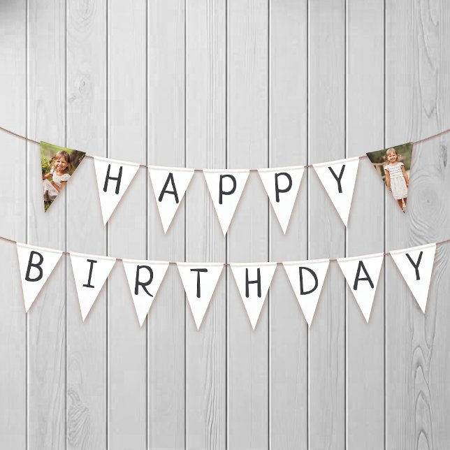 Minimalist Gender Neutral Happy Birthday Photo Bunting (Creator Uploaded)