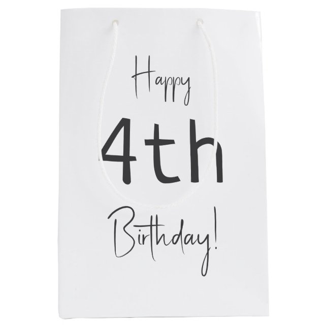 Minimalist Gender Neutral Happy Birthday With Age Medium Gift Bag (Front)