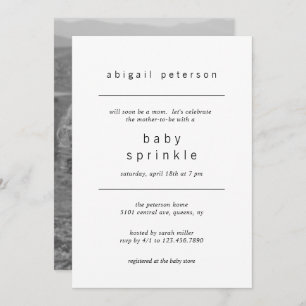 Minimalist Gender Neutral Photo Baby Sprinkle Invitation