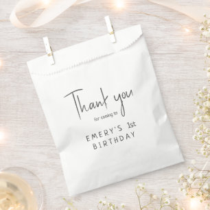 Minimalist Gender Neutral Thank You Birthday Party Favour Bag