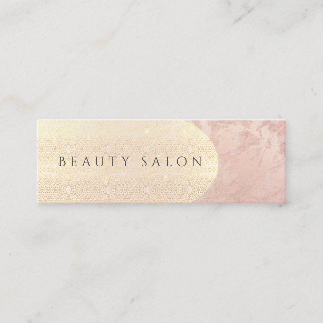 Minimalist gentle rose gold blushed marble mini business card (Front)