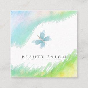 Minimalist gentle watercolor blushed butterfly square business card