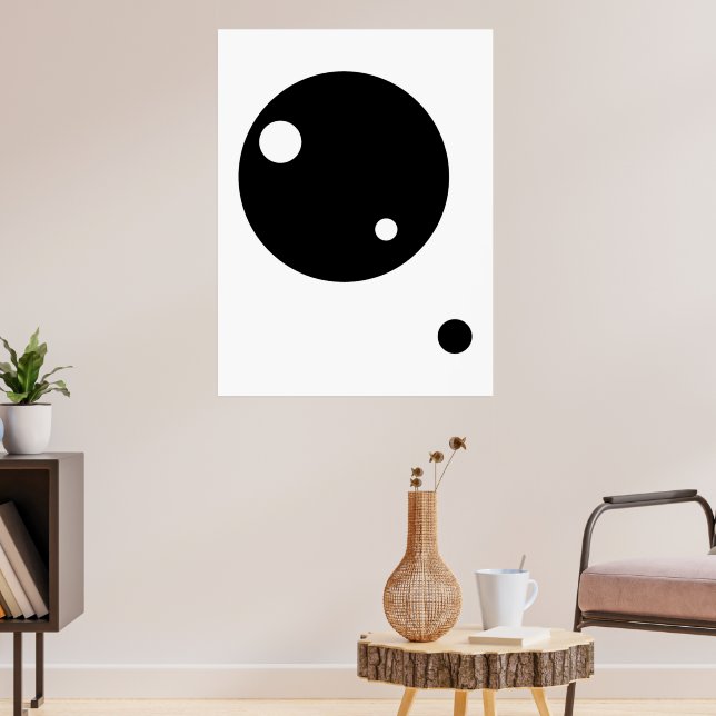 Minimalist Geometric Art – Black and White Circles Poster (Living Room 3)