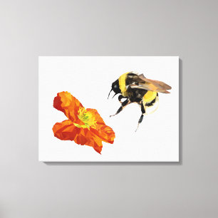 Minimalist Geometric Bee/Poppy Wrapped Canvas