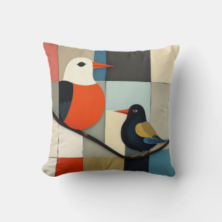 Minimalist Geometric Birds Cushion