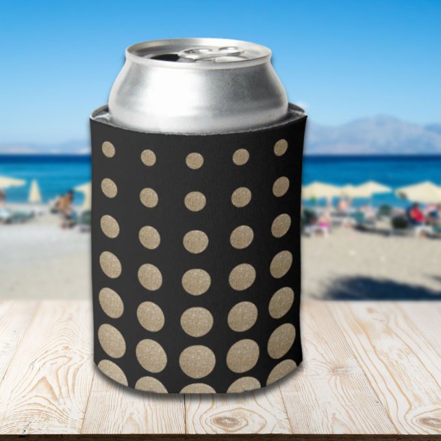minimalist geometric black gold glitter polka dots can cooler (minimalist geometric black gold glitter polka dots can cooler)