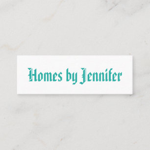 Minimalist Geometric Calligraphy Turquoise Profile Mini Business Card