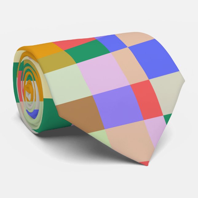 Minimalist Geometric Chequered Retro Pattern Tie (Rolled)
