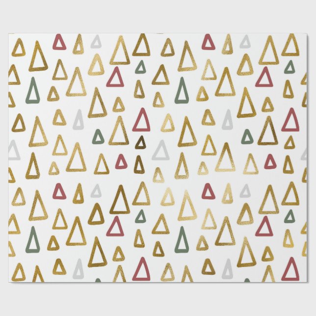 Minimalist Geometric Christmas Tree Wrapping Paper (Flat)