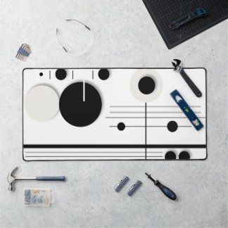 Minimalist Geometric Circle Symphony Lines Desk Mat