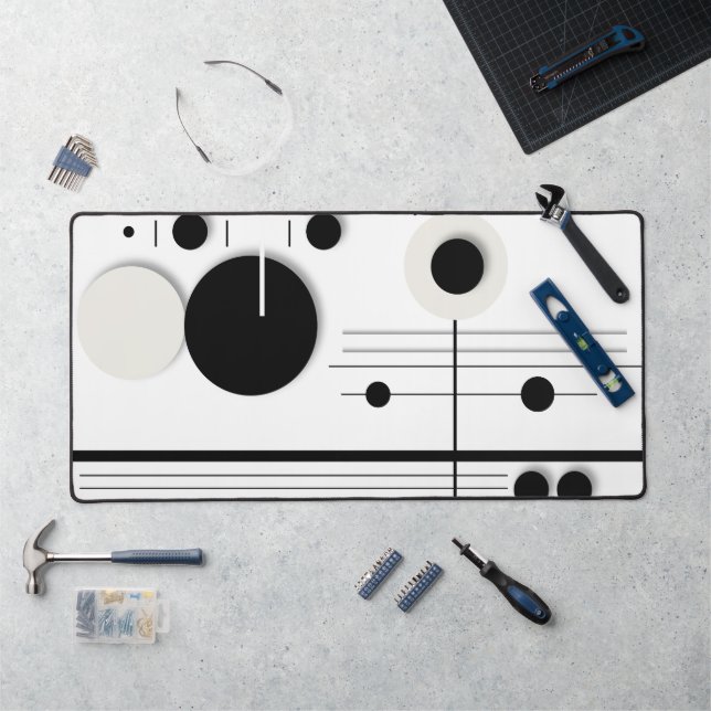 Minimalist Geometric Circle Symphony Lines Desk Mat (Workstation)