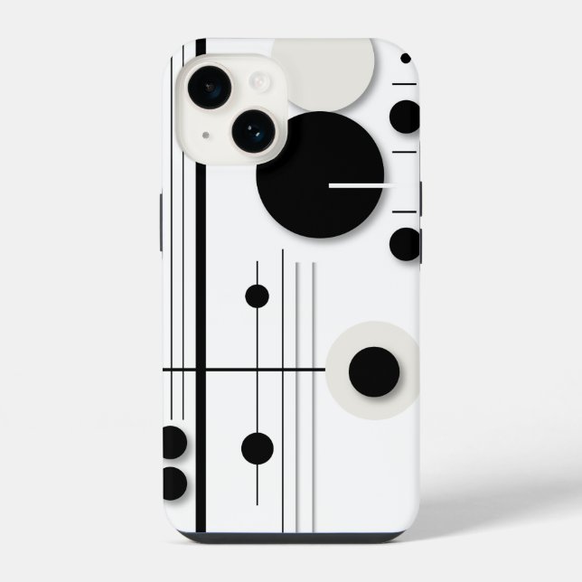 Minimalist Geometric Circle Symphony Lines iPhone Case (Back)