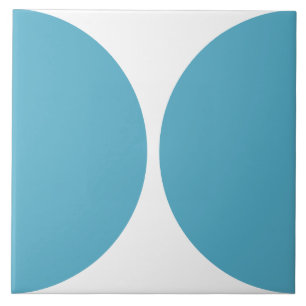 Minimalist Geometric Circle teal blue and white Ceramic Tile