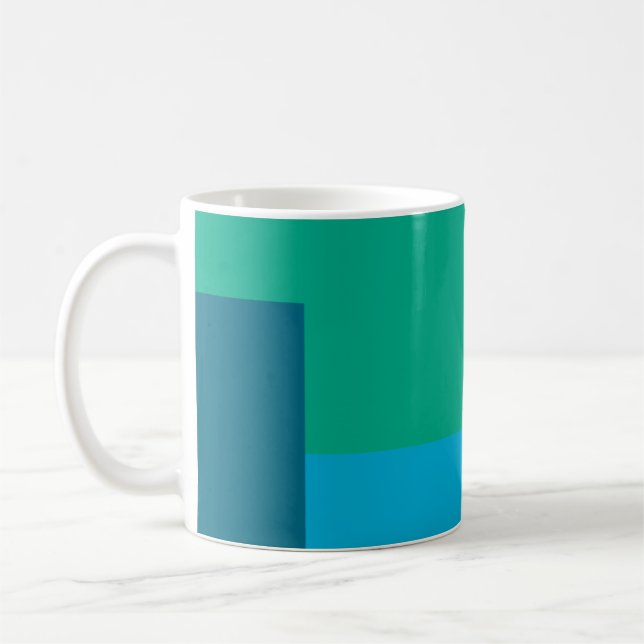 Minimalist Geometric Color Block Blue Green Tones Coffee Mug (Left)