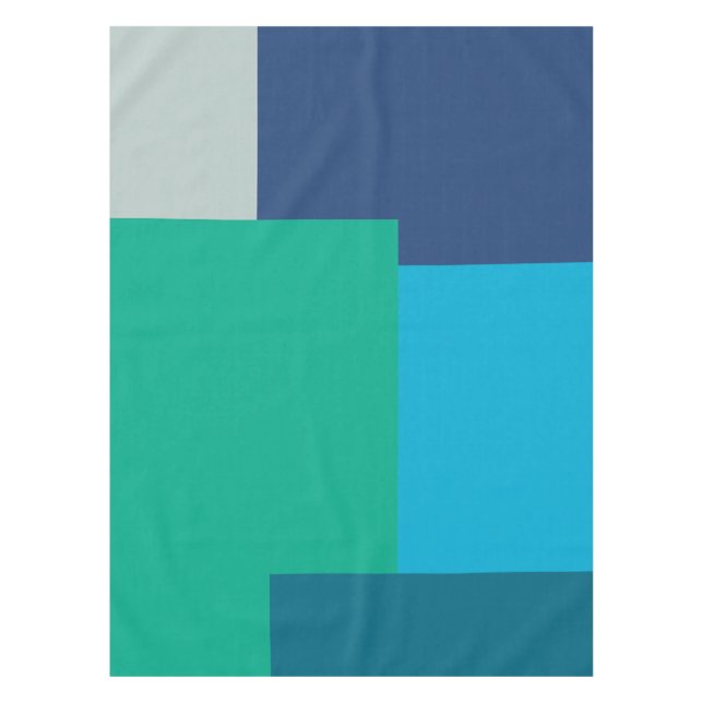Minimalist Geometric Color Block Blue Green Tones Tablecloth (Front)