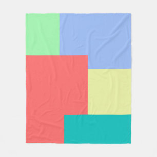 Minimalist Geometric Color Block Bright Colors Fleece Blanket
