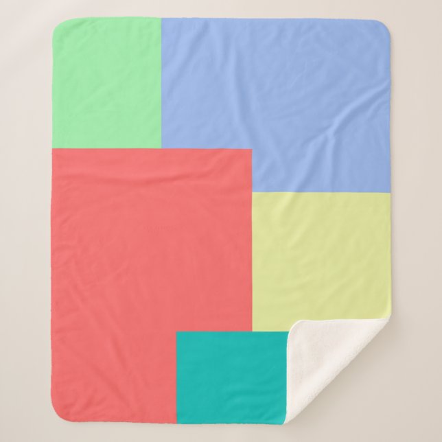 Minimalist Geometric Color Block Bright Colors Sherpa Blanket (Front)