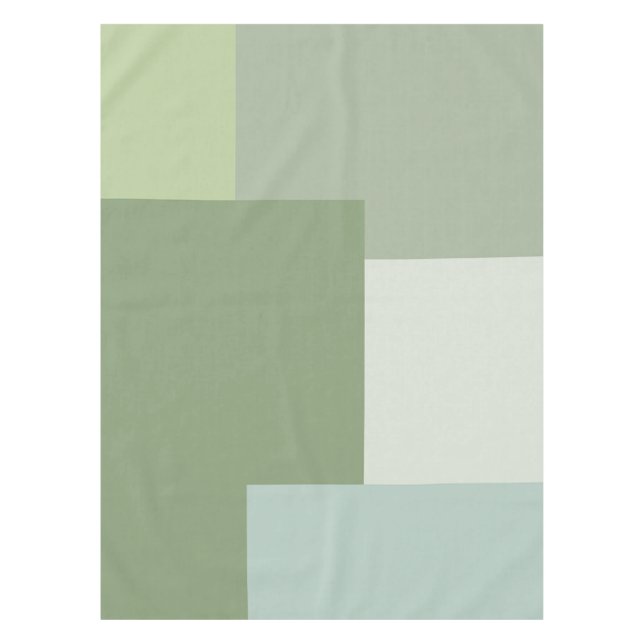Minimalist Geometric Color Block Sage Green Tones Tablecloth (Front)