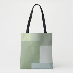 Minimalist Geometric Color Block Sage Green Tones Tote Bag
