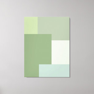 Minimalist Geometric Colour Block Sage Green Tones Canvas Print