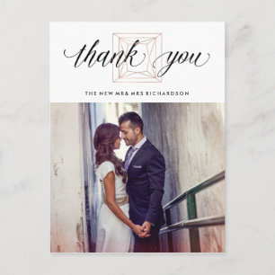 Minimalist Geometric Diamond Wedding Thank You Postcard