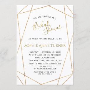 Minimalist Geometric Gold Lines Bridal Shower Invitation