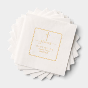Minimalist Geometric Gold Real Foil Baptism Foil Napkins