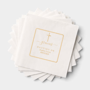 Minimalist Geometric Gold Real Foil Baptism Napkins