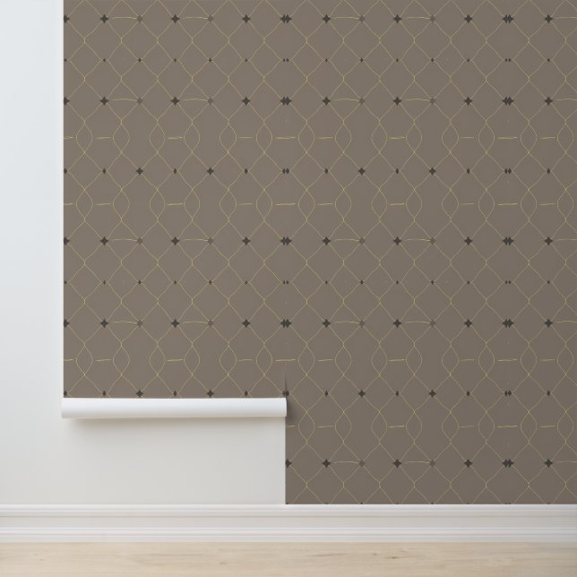 Minimalist Geometric Lattice Pattern in Taupe Wallpaper (Application)
