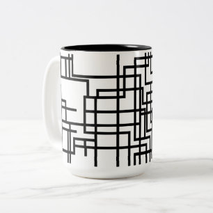 Minimalist Geometric Line Art Two-Tone Coffee Mug