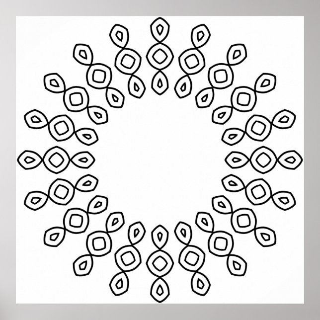 Minimalist Geometric Mandala Colouring Page Art Poster (Front)