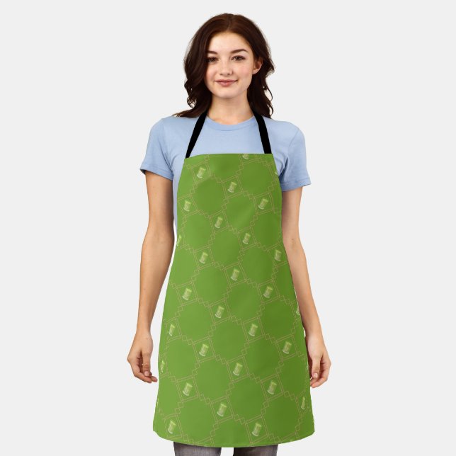 Minimalist Geometric Matcha  lattle Cup Seamless  Apron (Worn)