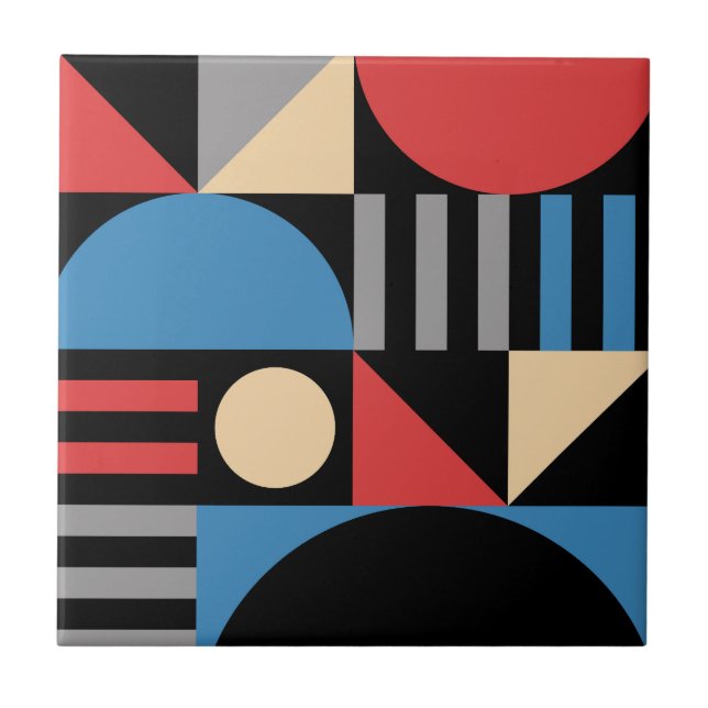 Minimalist Geometric Mid Century Modern Abstract Ceramic Tile (Front)