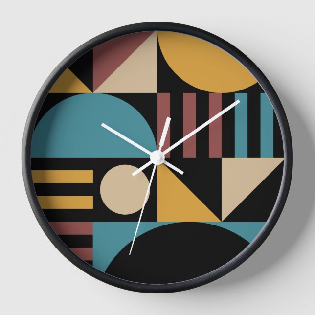 Minimalist Geometric Mid Century Modern Abstract Clock (Front)