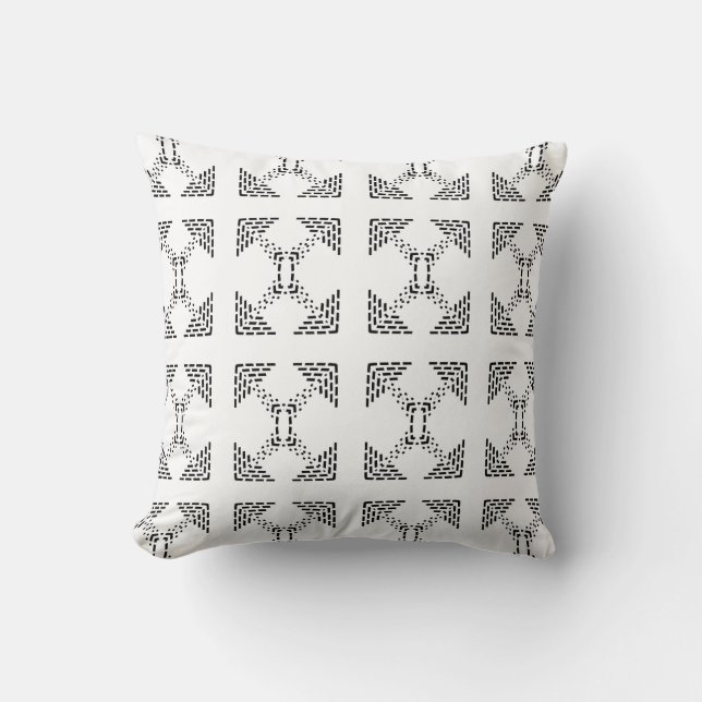 Minimalist geometric modern art design black white cushion (Front)