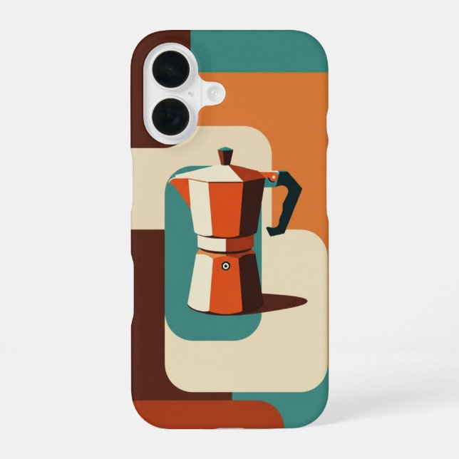 Minimalist Geometric Moka Maker iPhone 16 Case (Back)