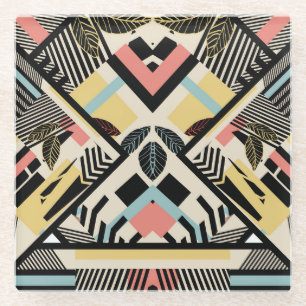 Minimalist Geometric: Pattern Design Glass Coaster