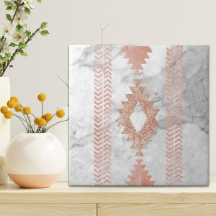 minimalist geometric rose gold aztec white marble ceramic tile