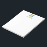 Minimalist Geometric Shape Blue Yellow Custom Name Notepad<br><div class="desc">Write notes in style with this Mid Century Modern Geometric Art Quilt Design in mustard and teal,  personalized with your name.</div>