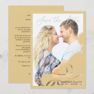 Minimalist Geometric Shapes Gold Effect Photo Save The Date