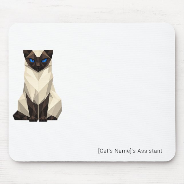 Minimalist Geometric Siamese Cat Office Mouse Pad (Front)