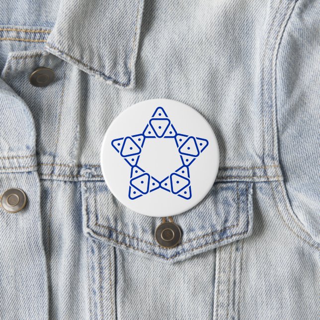 Minimalist Geometric Star of David Art 7.5 Cm Round Badge (In Situ)