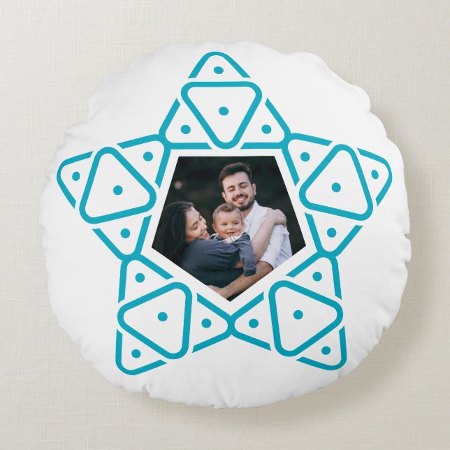 Minimalist Geometric Star of David Art Round Cushion (Front)